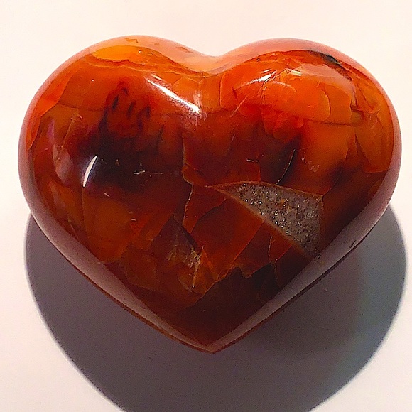 CARNELIAN HEART PUFFED WITH DRUZY QUARTZ - Picture 9 of 9